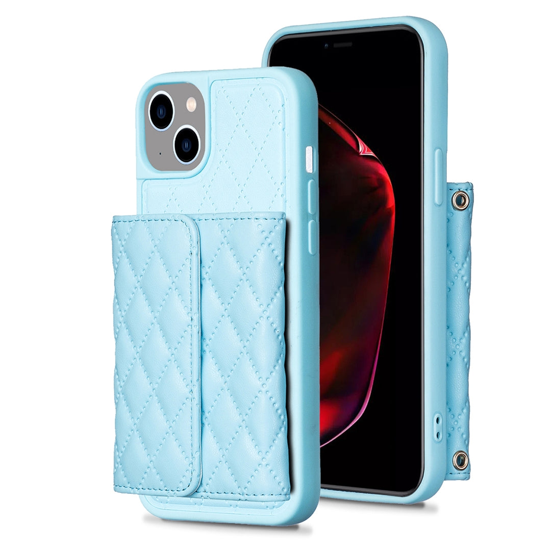 ELECTROPRIME For iPhone 15 Horizontal Wallet Rhombic Leather Phone Case(Blue)