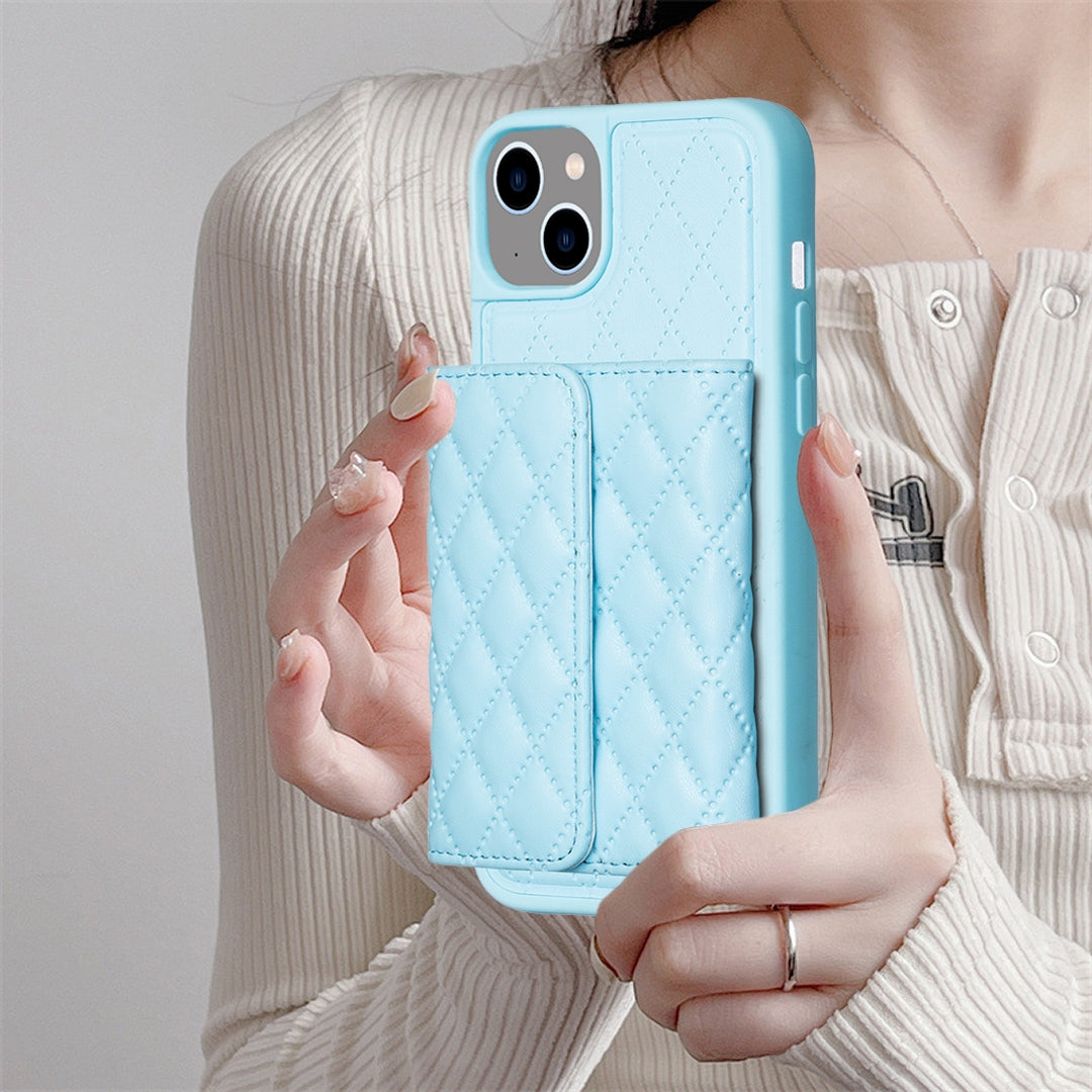 ELECTROPRIME For iPhone 15 Horizontal Wallet Rhombic Leather Phone Case(Blue)