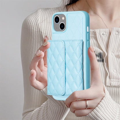 ELECTROPRIME For iPhone 15 Horizontal Wallet Rhombic Leather Phone Case(Blue)