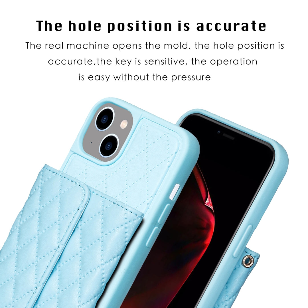 ELECTROPRIME For iPhone 15 Horizontal Wallet Rhombic Leather Phone Case(Blue)