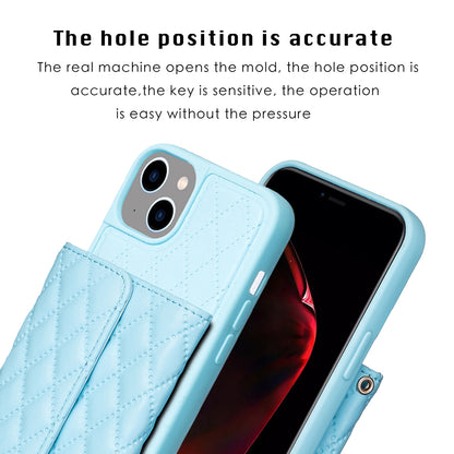 ELECTROPRIME For iPhone 15 Horizontal Wallet Rhombic Leather Phone Case(Blue)