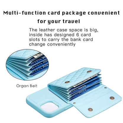 ELECTROPRIME For iPhone 15 Horizontal Wallet Rhombic Leather Phone Case(Blue)