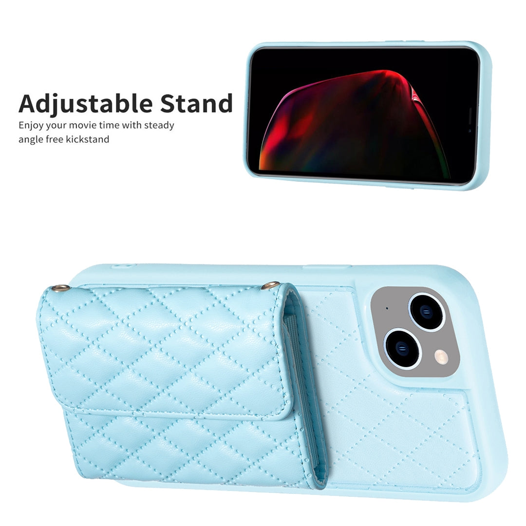 ELECTROPRIME For iPhone 15 Horizontal Wallet Rhombic Leather Phone Case(Blue)