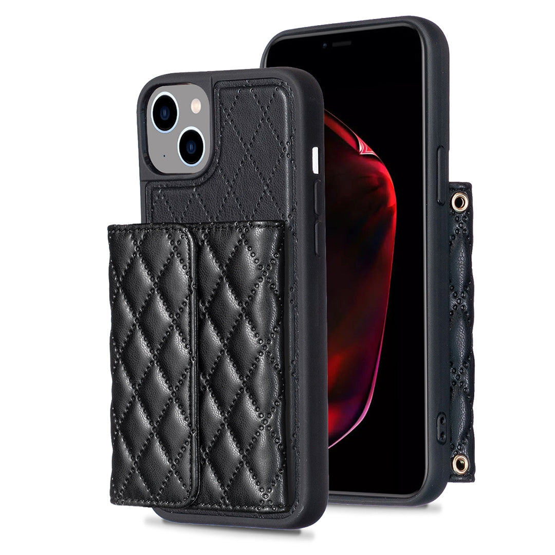 ELECTROPRIME For iPhone 15 Horizontal Wallet Rhombic Leather Phone Case(Black)