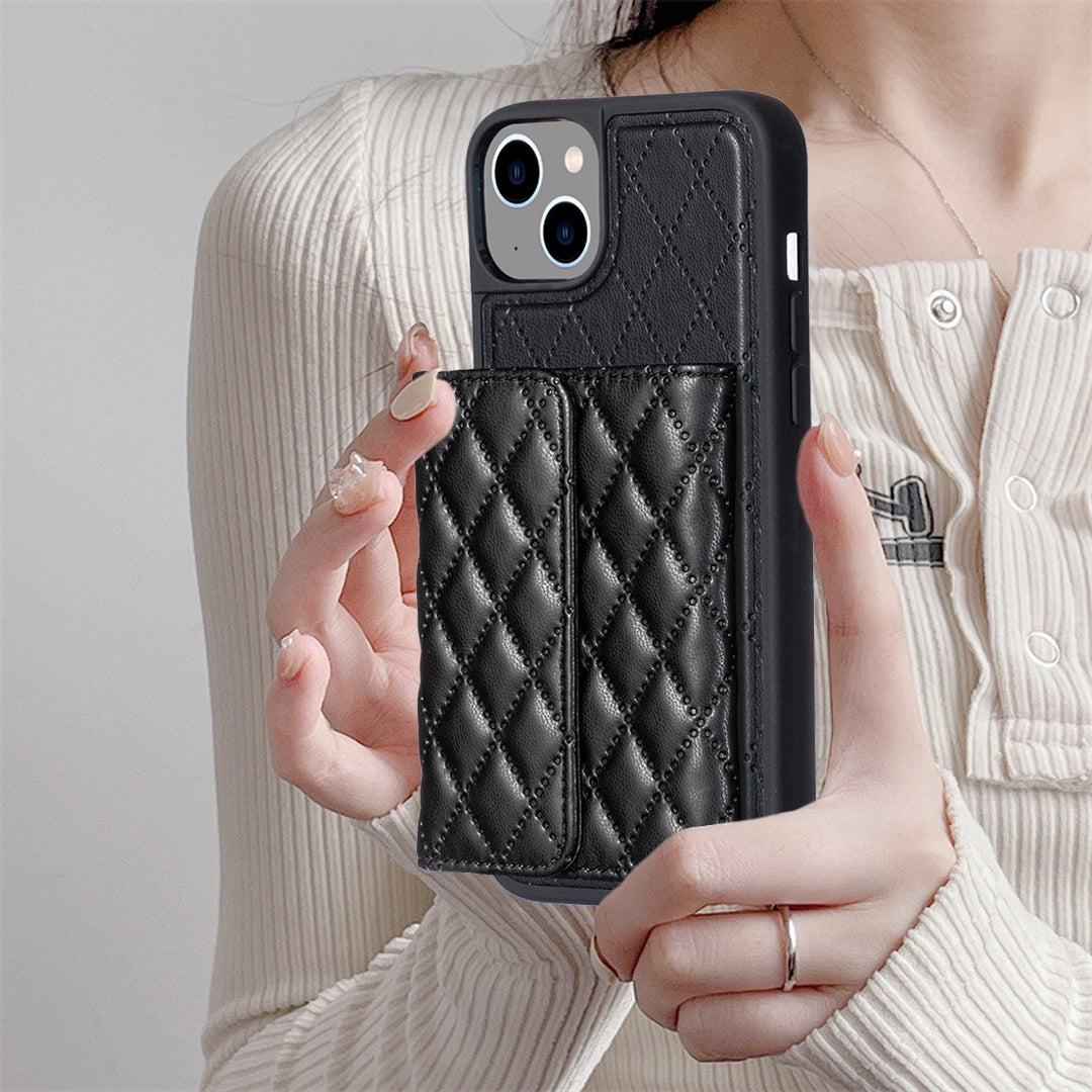 ELECTROPRIME For iPhone 15 Horizontal Wallet Rhombic Leather Phone Case(Black)