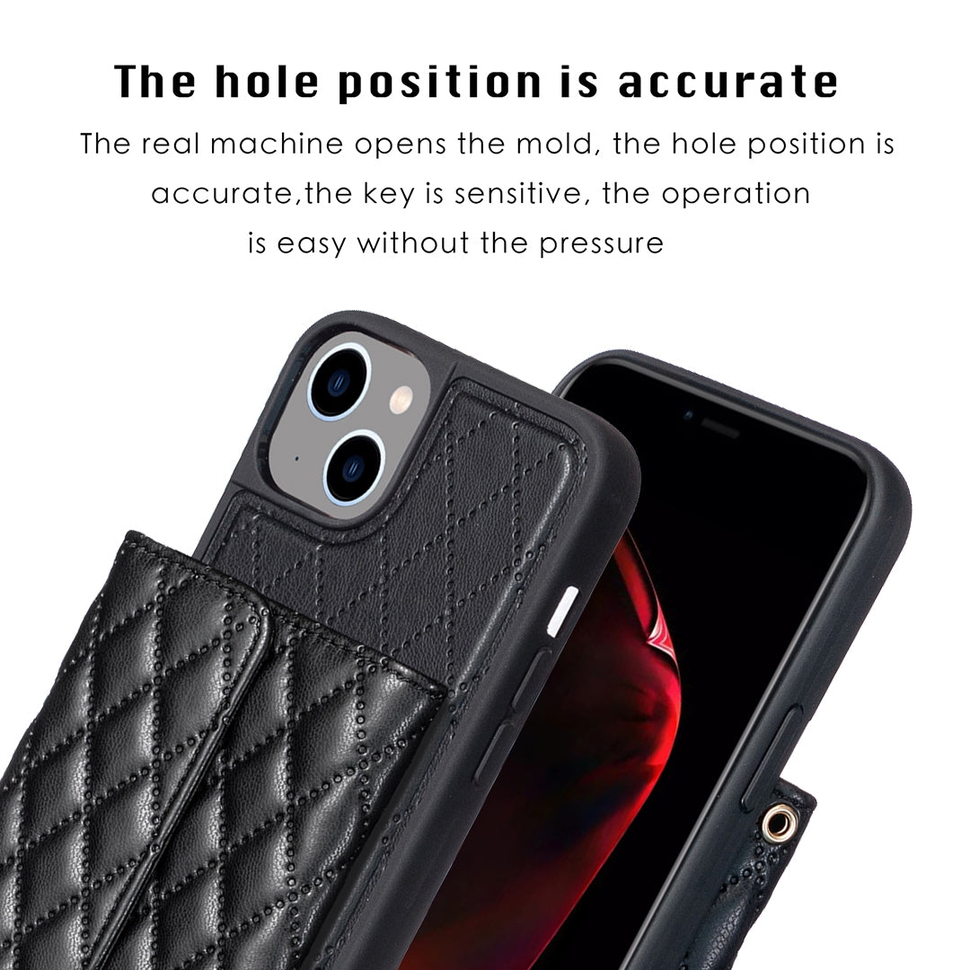 ELECTROPRIME For iPhone 15 Horizontal Wallet Rhombic Leather Phone Case(Black)