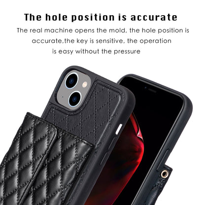 ELECTROPRIME For iPhone 15 Horizontal Wallet Rhombic Leather Phone Case(Black)