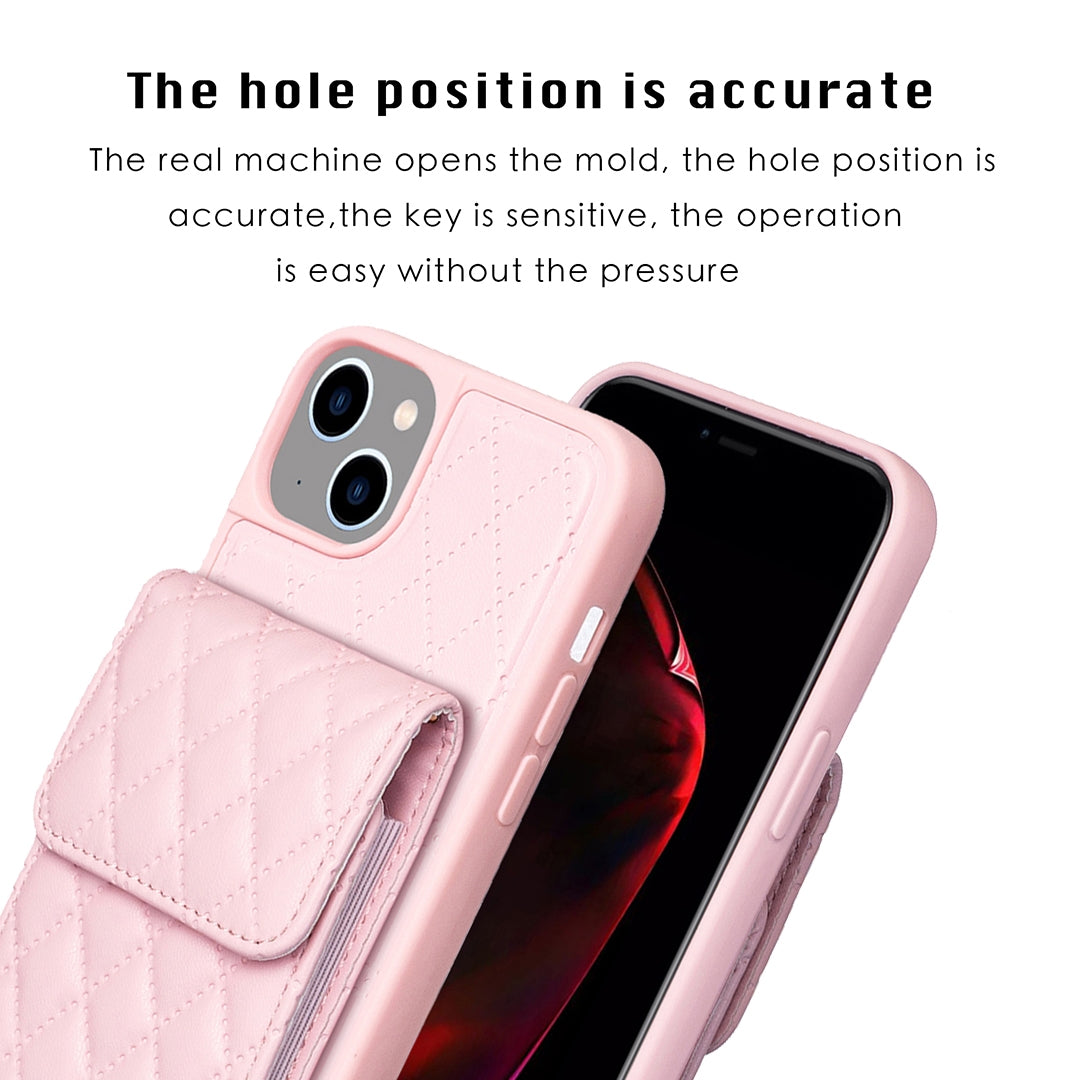 ELECTROPRIME For iPhone 15 Vertical Wallet Rhombic Leather Phone Case(Pink)