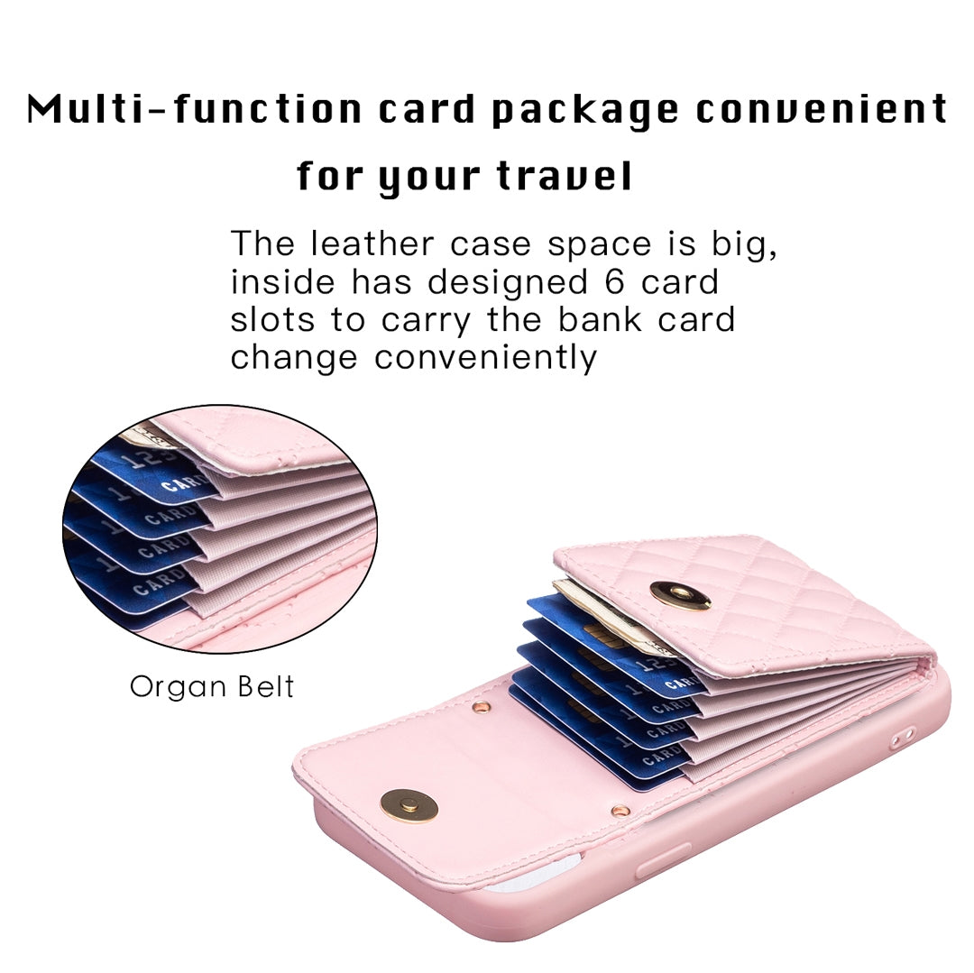 ELECTROPRIME For iPhone 15 Vertical Wallet Rhombic Leather Phone Case(Pink)