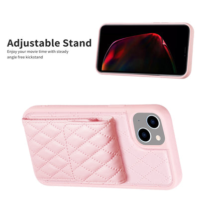 ELECTROPRIME For iPhone 15 Vertical Wallet Rhombic Leather Phone Case(Pink)