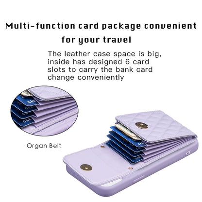 ELECTROPRIME For iPhone 15 Vertical Wallet Rhombic Leather Phone Case(Purple)