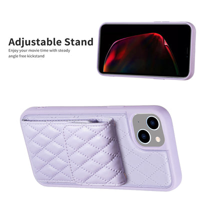 ELECTROPRIME For iPhone 15 Vertical Wallet Rhombic Leather Phone Case(Purple)