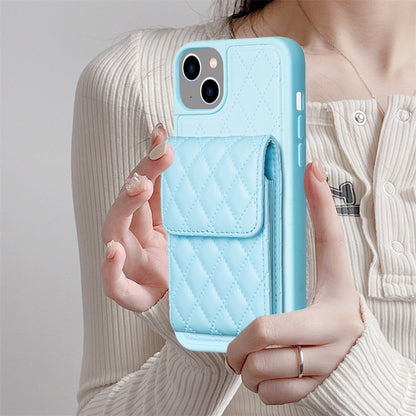 ELECTROPRIME For iPhone 15 Vertical Wallet Rhombic Leather Phone Case(Blue)