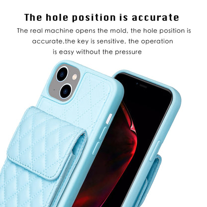 ELECTROPRIME For iPhone 15 Vertical Wallet Rhombic Leather Phone Case(Blue)