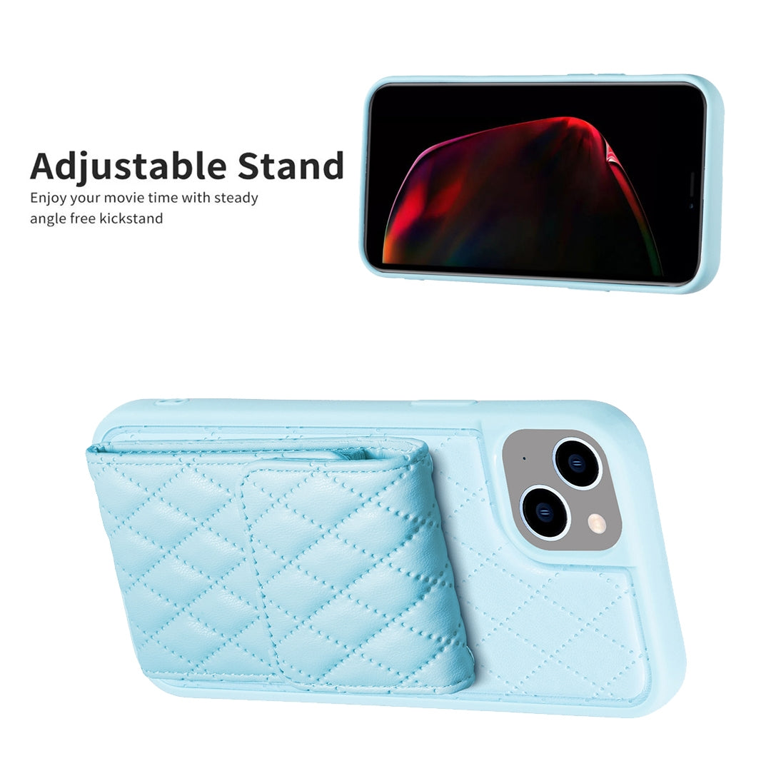 ELECTROPRIME For iPhone 15 Vertical Wallet Rhombic Leather Phone Case(Blue)