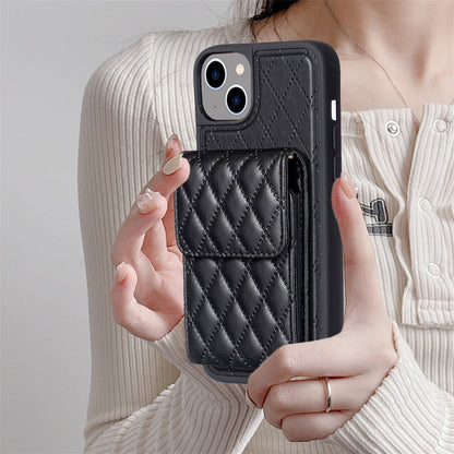 ELECTROPRIME For iPhone 15 Vertical Wallet Rhombic Leather Phone Case(Black)