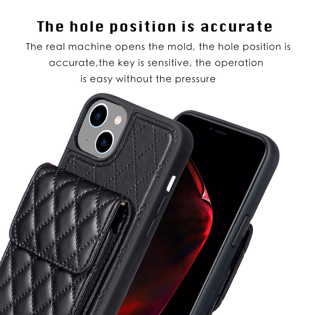 ELECTROPRIME For iPhone 15 Vertical Wallet Rhombic Leather Phone Case(Black)
