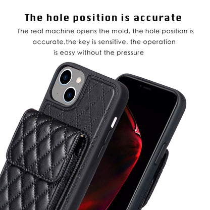 ELECTROPRIME For iPhone 15 Vertical Wallet Rhombic Leather Phone Case(Black)