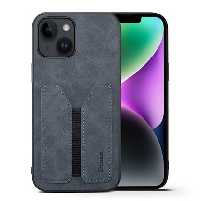 ELECTROPRIME For iPhone 15 Denior DV Elastic Card Slot PU Back Cover Phone Case(Grey)