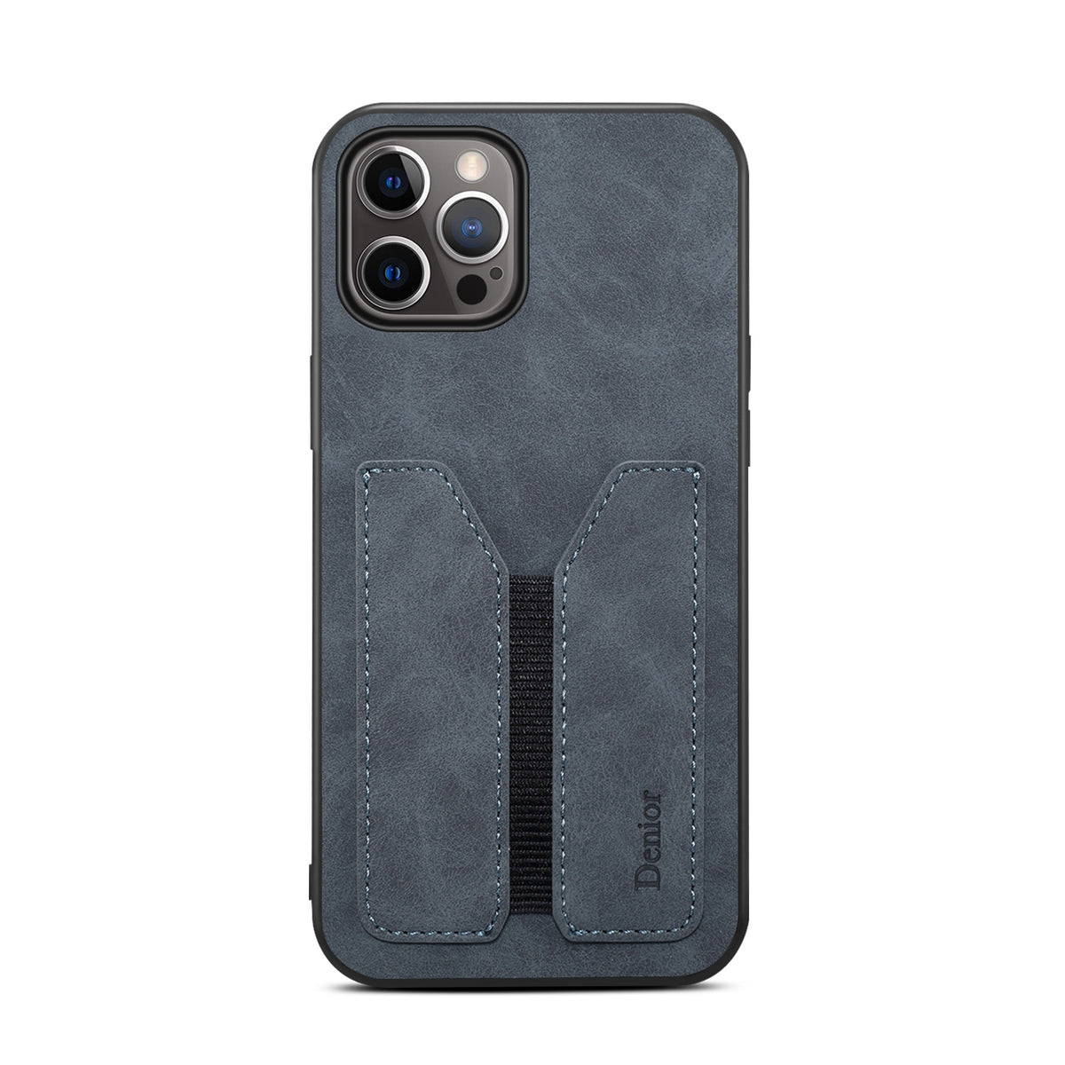 ELECTROPRIME For iPhone 15 Denior DV Elastic Card Slot PU Back Cover Phone Case(Grey)