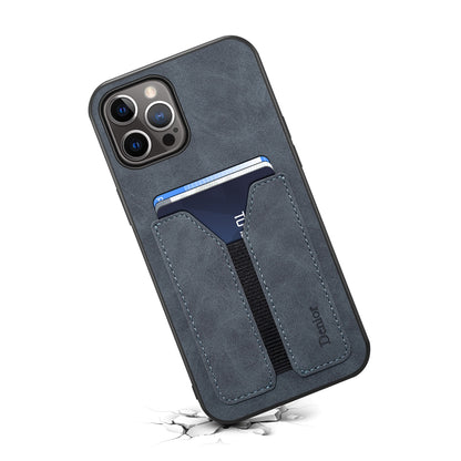 ELECTROPRIME For iPhone 15 Denior DV Elastic Card Slot PU Back Cover Phone Case(Grey)