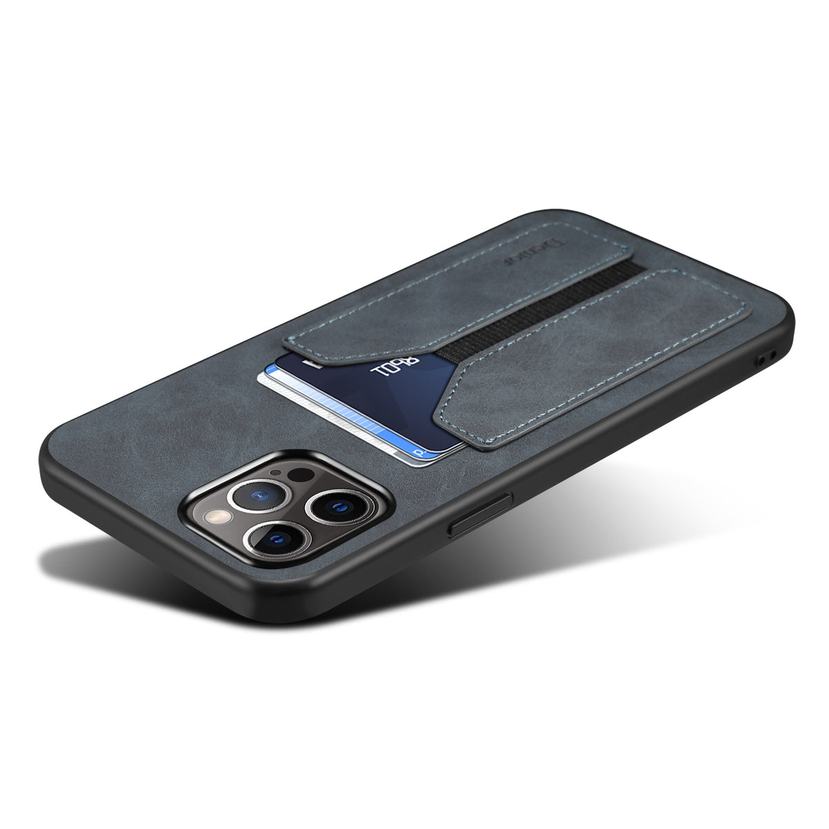 ELECTROPRIME For iPhone 15 Denior DV Elastic Card Slot PU Back Cover Phone Case(Grey)