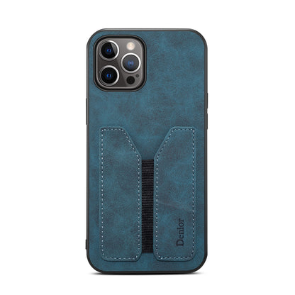 ELECTROPRIME For iPhone 15 Denior DV Elastic Card Slot PU Back Cover Phone Case(Blue)
