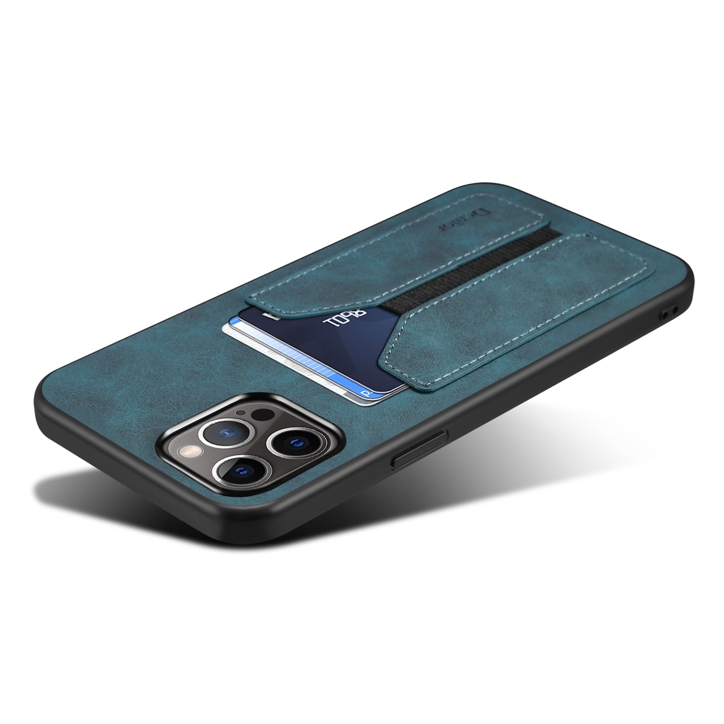 ELECTROPRIME For iPhone 15 Denior DV Elastic Card Slot PU Back Cover Phone Case(Blue)