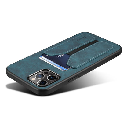 ELECTROPRIME For iPhone 15 Denior DV Elastic Card Slot PU Back Cover Phone Case(Blue)