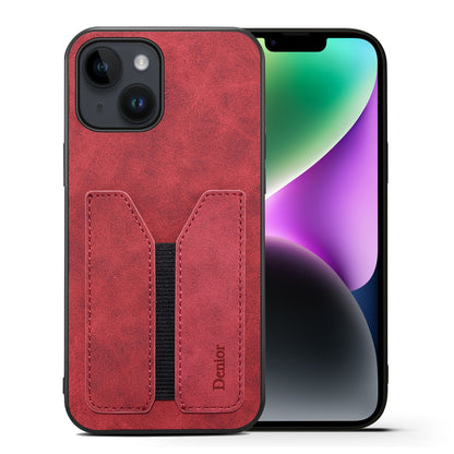 ELECTROPRIME For iPhone 15 Denior DV Elastic Card Slot PU Back Cover Phone Case(Red)