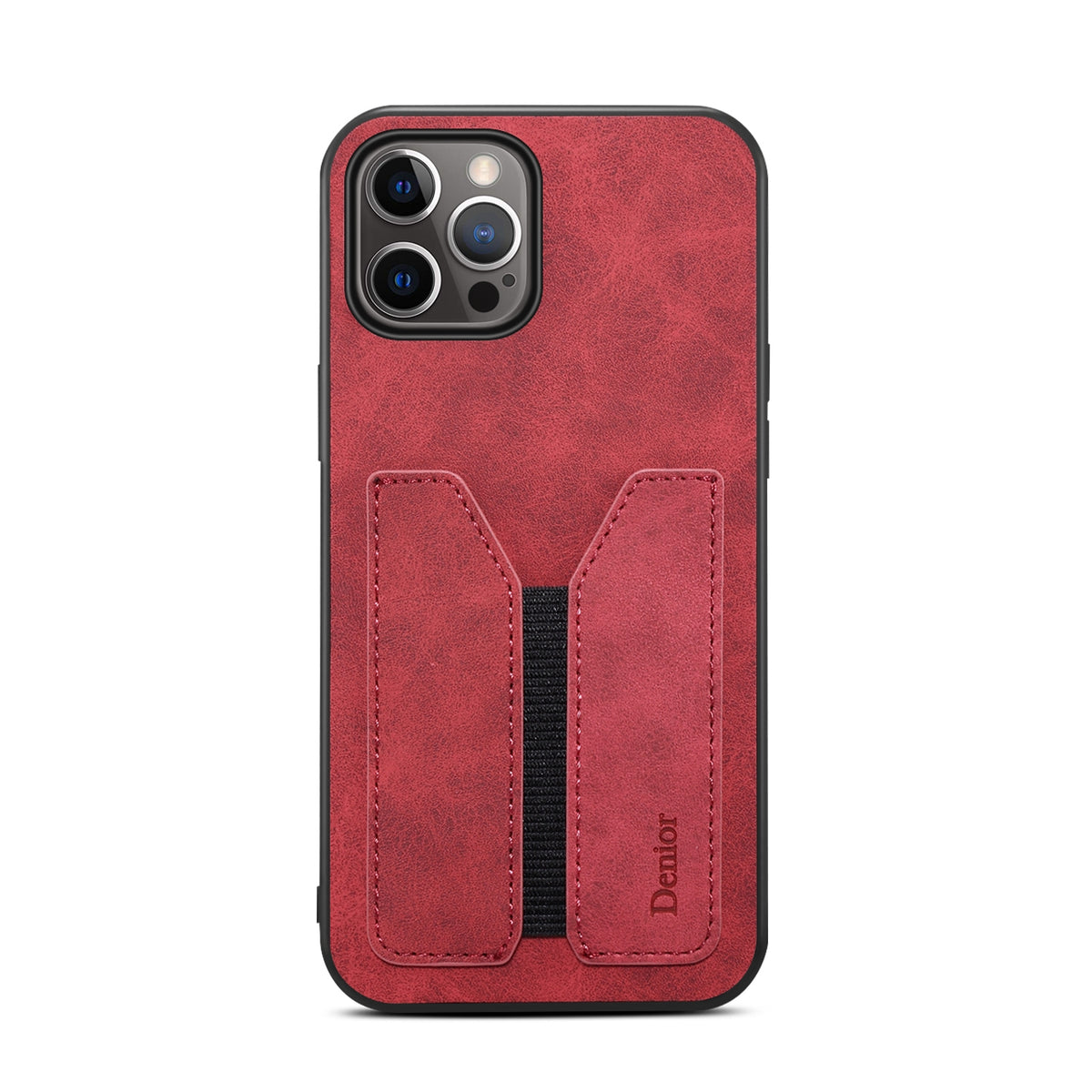 ELECTROPRIME For iPhone 15 Denior DV Elastic Card Slot PU Back Cover Phone Case(Red)