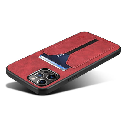 ELECTROPRIME For iPhone 15 Denior DV Elastic Card Slot PU Back Cover Phone Case(Red)