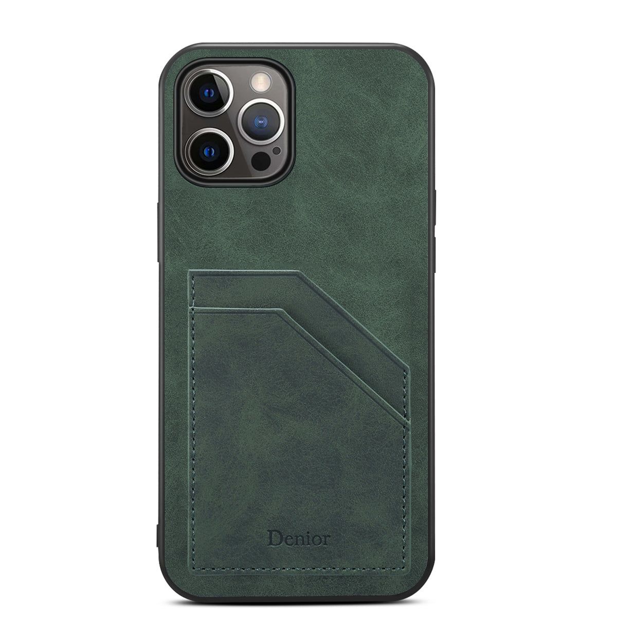 ELECTROPRIME For iPhone 15 Denior PU Dual Card Slot Back Cover Phone Case(Green)