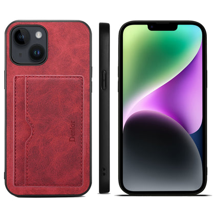 ELECTROPRIME For iPhone 15 Plus Denior PU Single Card Slot Holder Phone Case(Red)