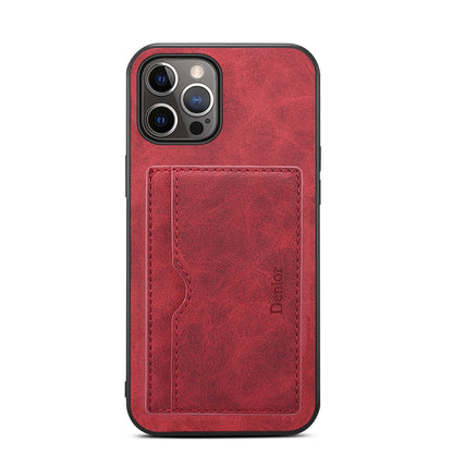 ELECTROPRIME For iPhone 15 Plus Denior PU Single Card Slot Holder Phone Case(Red)
