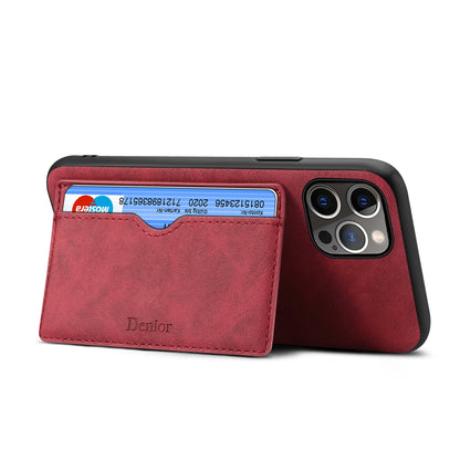 ELECTROPRIME For iPhone 15 Plus Denior PU Single Card Slot Holder Phone Case(Red)