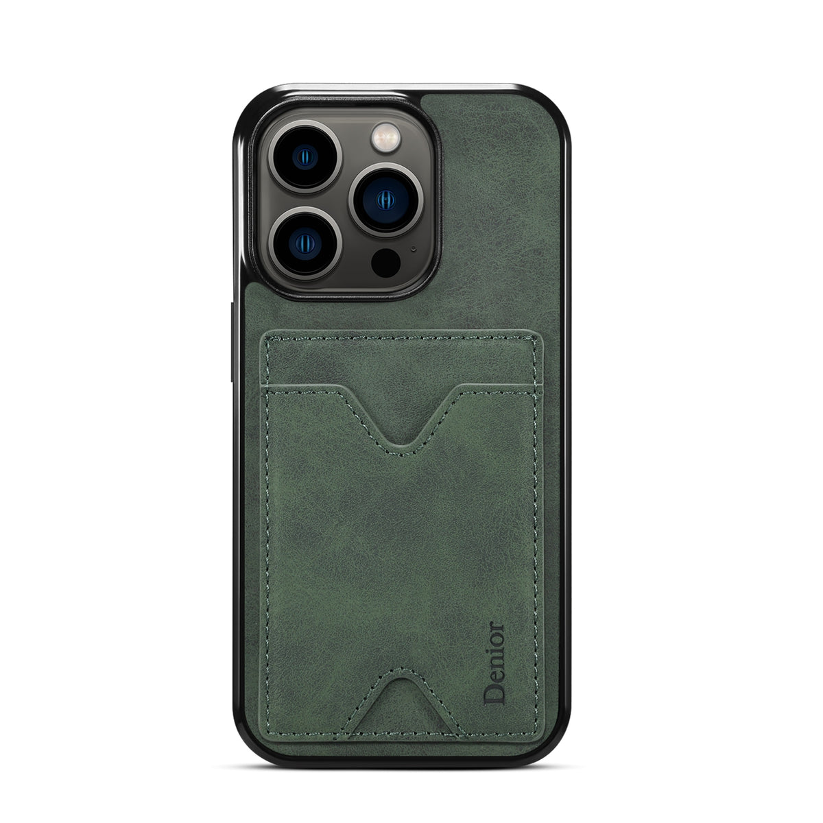 ELECTROPRIME For iPhone 15 Denior PU Back Cover Card Slot Holder Phone Case(Green)