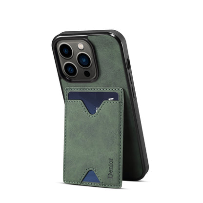 ELECTROPRIME For iPhone 15 Denior PU Back Cover Card Slot Holder Phone Case(Green)