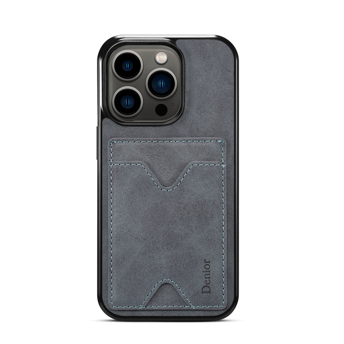 ELECTROPRIME For iPhone 15 Denior PU Back Cover Card Slot Holder Phone Case(Grey)