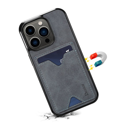 ELECTROPRIME For iPhone 15 Denior PU Back Cover Card Slot Holder Phone Case(Grey)