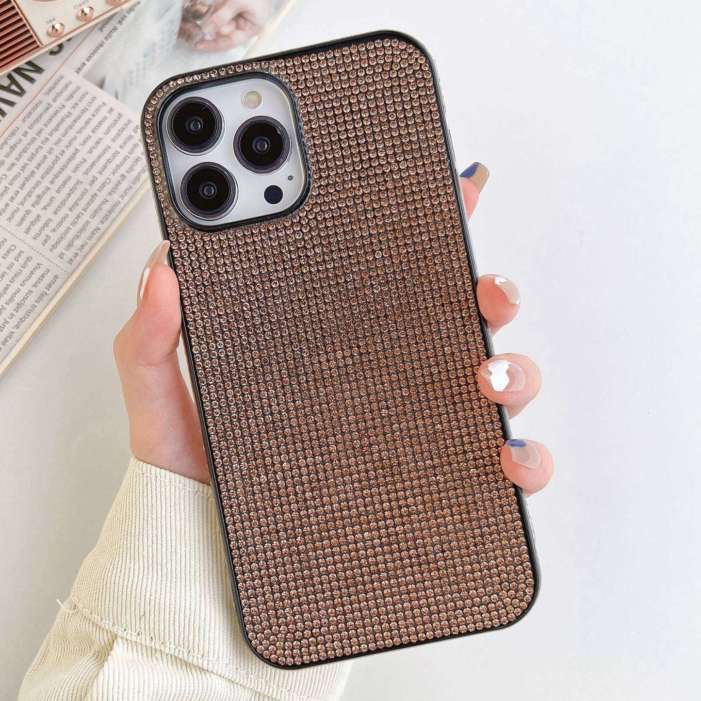 ELECTROPRIME For iPhone 15 Solid Color Diamond TPU Phone Case(Rose Gold)