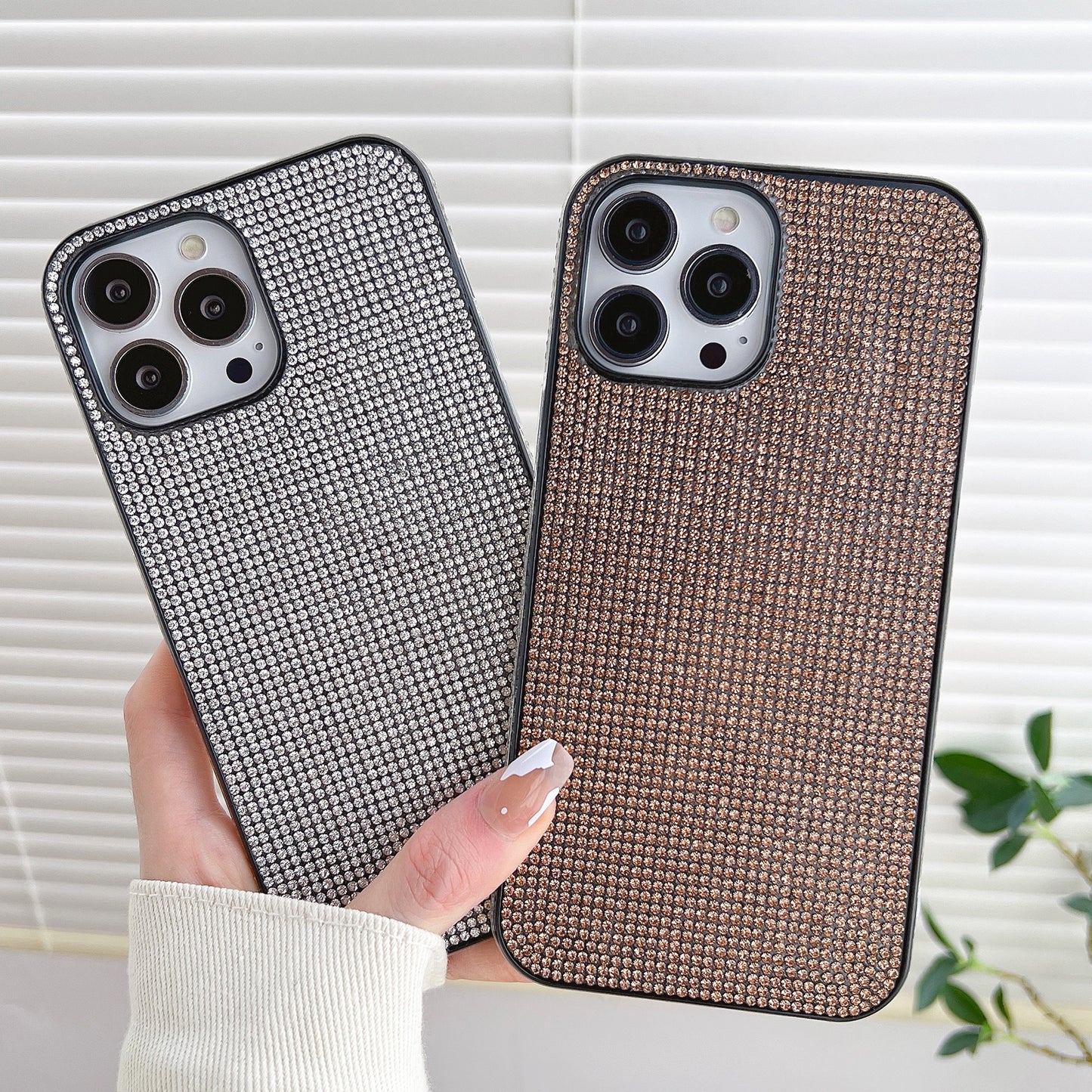 ELECTROPRIME For iPhone 15 Solid Color Diamond TPU Phone Case(Black)