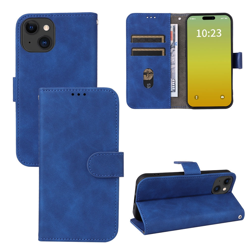 ELECTROPRIME For iPhone 15 Plus Skin Feel Magnetic Flip Leather Phone Case(Blue)