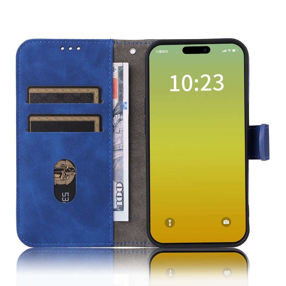 ELECTROPRIME For iPhone 15 Plus Skin Feel Magnetic Flip Leather Phone Case(Blue)