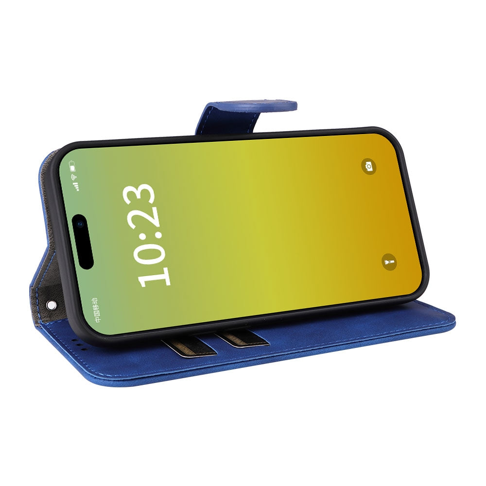 ELECTROPRIME For iPhone 15 Plus Skin Feel Magnetic Flip Leather Phone Case(Blue)