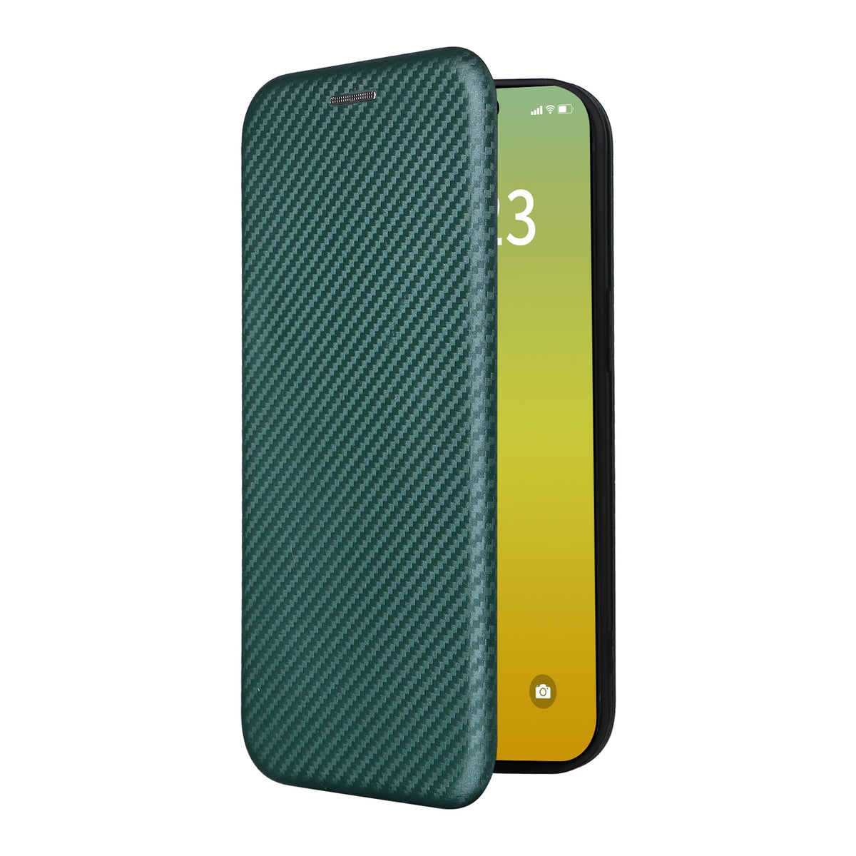 ELECTROPRIME For iPhone 15 Plus Carbon Fiber Texture Flip Leather Phone Case(Green)