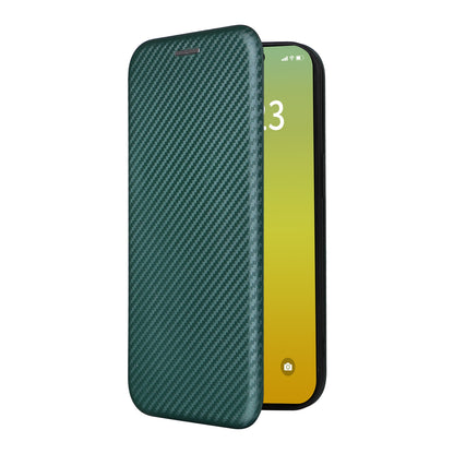 ELECTROPRIME For iPhone 15 Plus Carbon Fiber Texture Flip Leather Phone Case(Green)