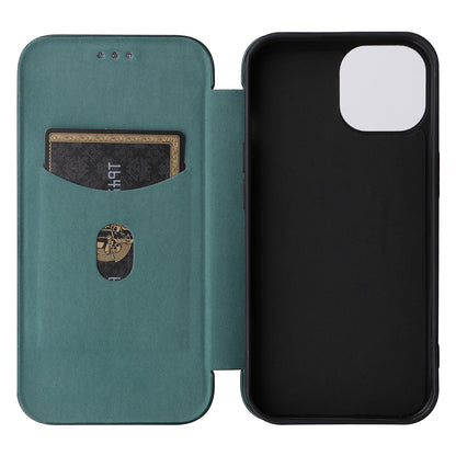 ELECTROPRIME For iPhone 15 Plus Carbon Fiber Texture Flip Leather Phone Case(Green)