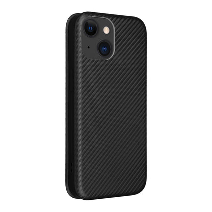 ELECTROPRIME For iPhone 15 Carbon Fiber Texture Flip Leather Phone Case(Black)