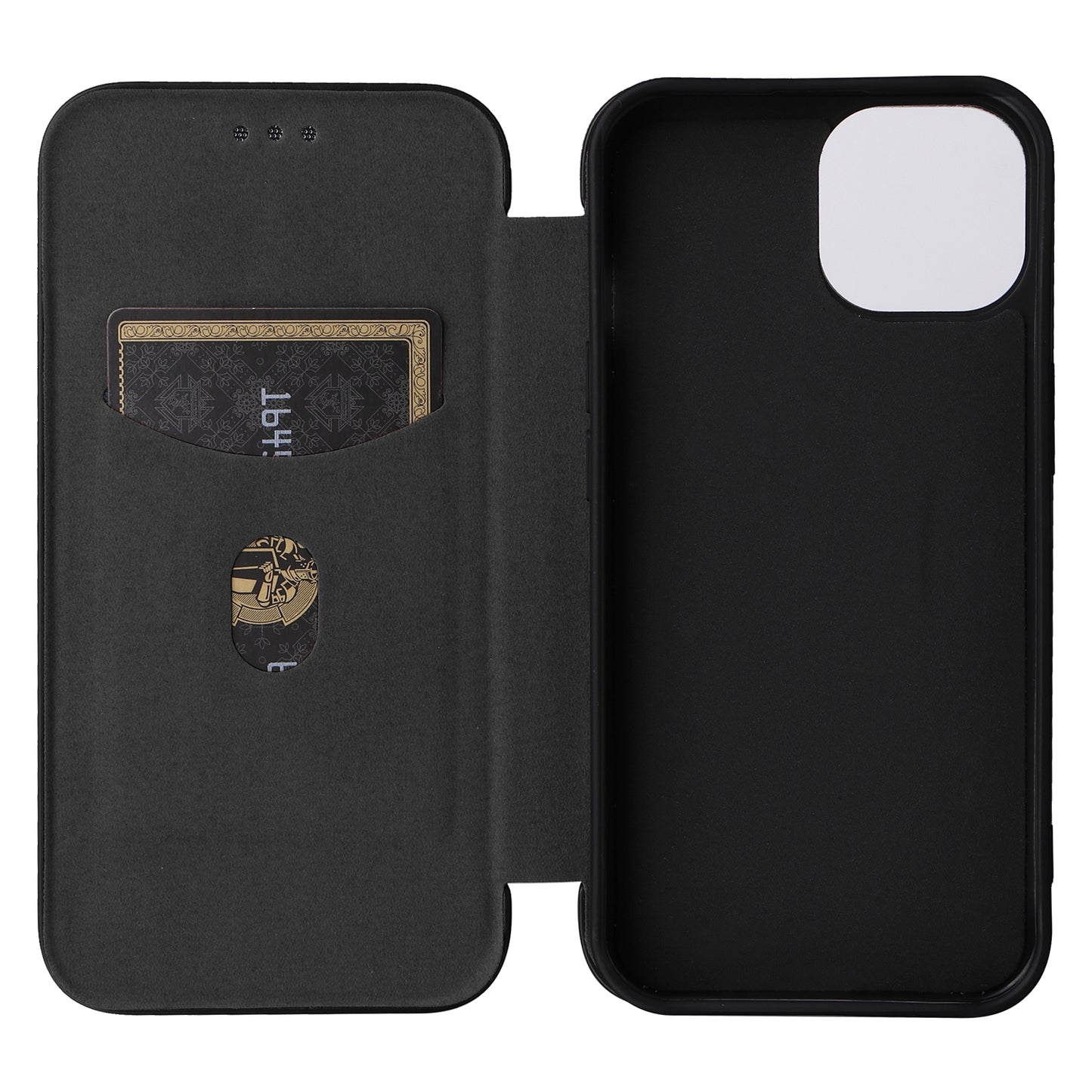 ELECTROPRIME For iPhone 15 Carbon Fiber Texture Flip Leather Phone Case(Black)